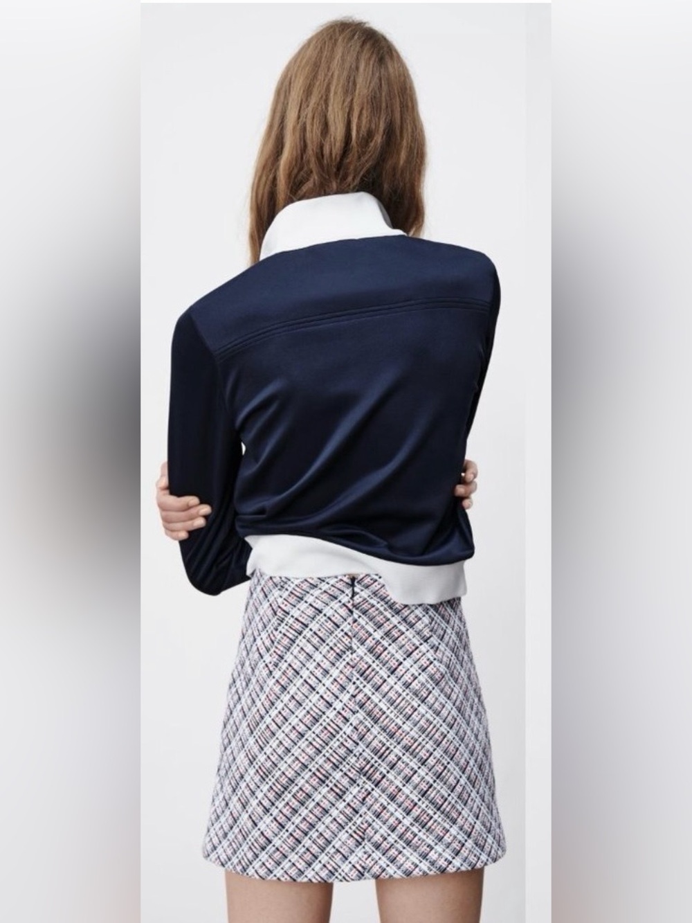 NWOT Zara Tweed Textured Weave Nautical Anchor Button High Waist Mini Skirt - L - Picture 2 of 16